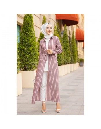 Robe à rayures bordeaux pour femme 