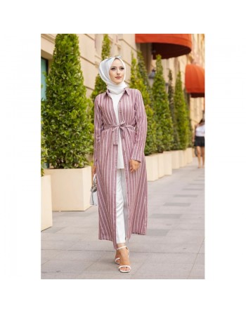 Robe à rayures bordeaux pour femme 