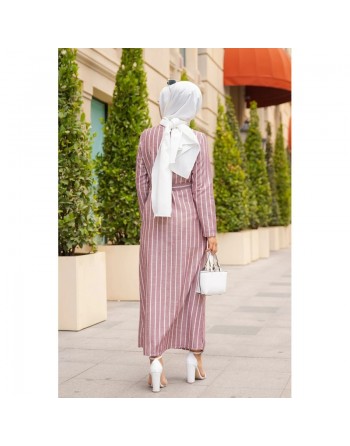 Robe à rayures bordeaux pour femme 