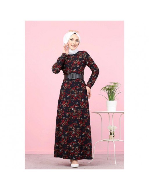 Robe longue fleurie pour femme - Couleur bleu marine Robe longue fleurie pour femme - Couleur bleu marine