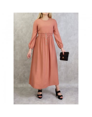 Robe fluide casual sobre pour femme - Couleur pêche 