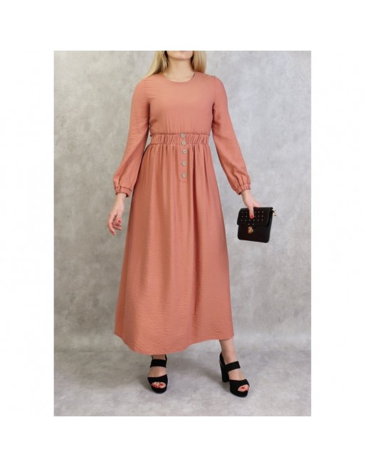 Robe fluide casual sobre pour femme - Couleur pêche Robe fluide casual sobre pour femme - Couleur pêche