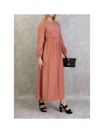 Robe fluide casual sobre pour femme - Couleur pêche 