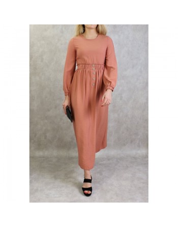 Robe fluide casual sobre pour femme - Couleur pêche 
