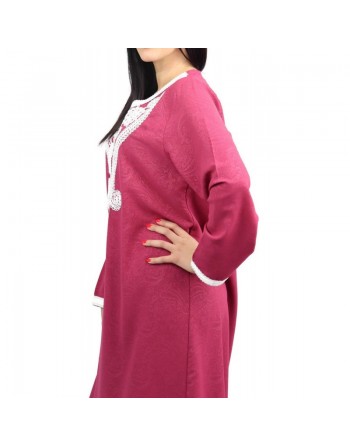 Robe longue avec broderies blanches (Plusieurs couleurs disponibles) 