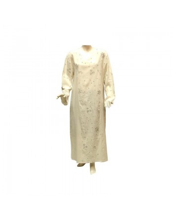 Robe Sara en lin manches longues avec broderie et paillettes (plusieurs couleurs disponibles) 