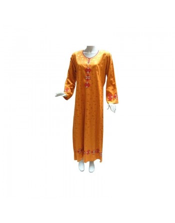 Robe Kawtar orange avec broderies rouges 