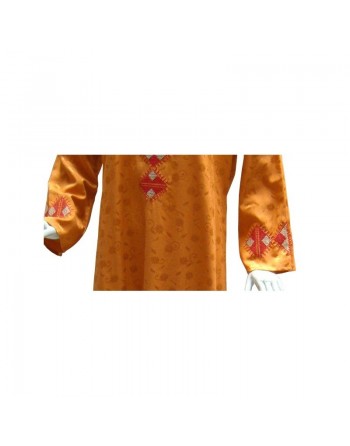 Robe Kawtar orange avec broderies rouges 