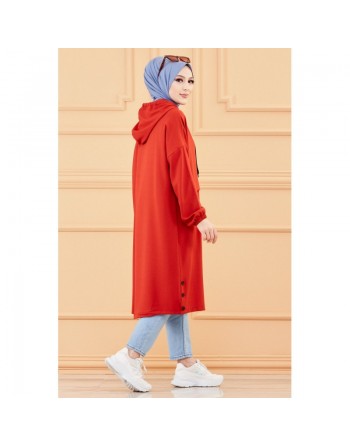 Tunique ample avec capuche (Tenue moderne et sport pour hijab) - Couleur brique 
