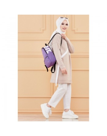 Tunique originale pour femme - Sweat moderne pour hijab - Couleur beige 