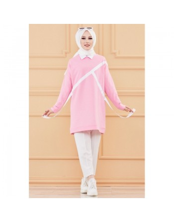 Tunique moderne pour femme - Sweat original pour hijab - Couleur rose 