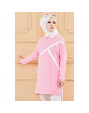 Tunique moderne pour femme - Sweat original pour hijab - Couleur rose 