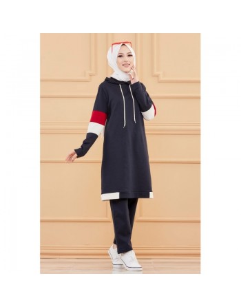 Ensemble décontracté et sport pour femme (Tenue Hijab moderne) - Couleur bleu marine 