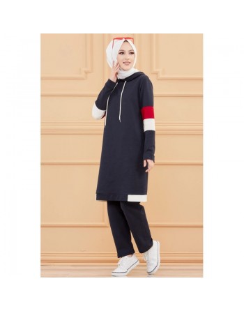 Ensemble décontracté et sport pour femme (Tenue Hijab moderne) - Couleur bleu marine 