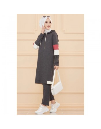 Ensemble décontracté et sport pour femme (Vêtement Hijab Mode) - Couleur anthracite 