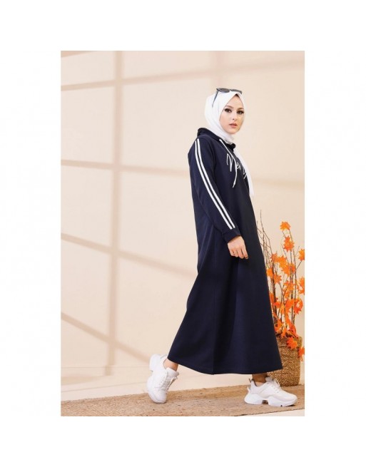 Robe décontractée avec capuche style moderne et sport (Hijab mode) - Couleur bleu marine Robe décontractée avec capuche style moderne et sport (Hijab mode) - Couleur bleu marine