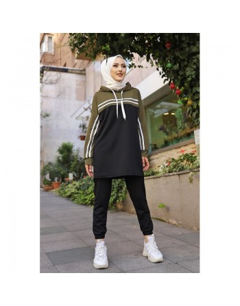 Survêtement femme (Boutique Vêtement Décontracté et Sport pour Hijab) - Couleur noir et kaki 