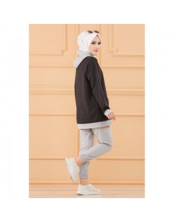 Ensemble jogging pour femme (Vetement sport hijab) - Couleur anthracite 