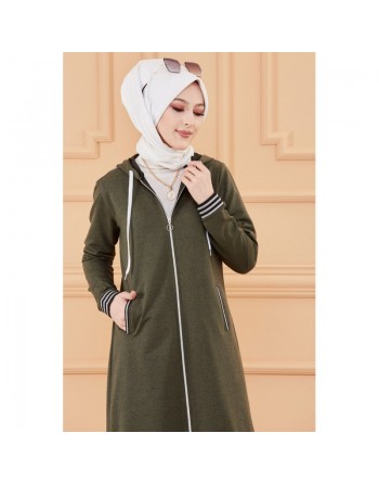 Ensemble décontracté avec tunique à capuche ample et pantalon assorti (Vetement hijab de sport mastour pour femme... 