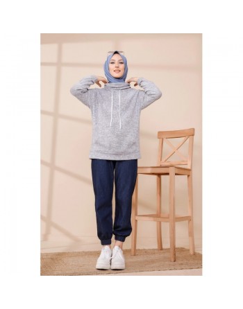 Sweat à capuche pour femme - Couleur gris clair 