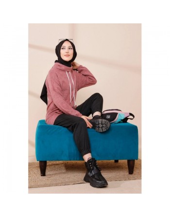 Sweat à capuche pour femme - Couleur saumon 