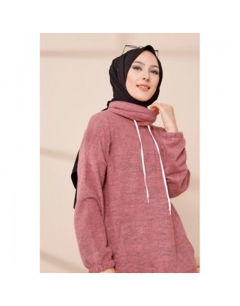 Sweat à capuche pour femme - Couleur saumon 