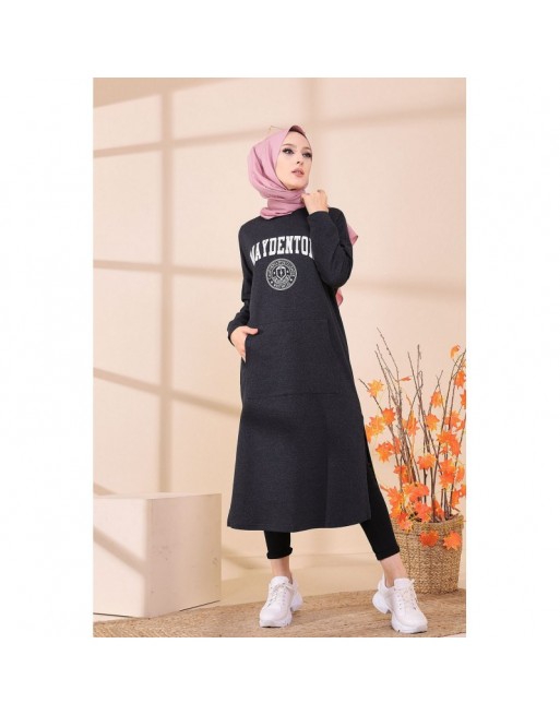 Robe - Tunique longue pour femme (Casual Hijab Outfit) - Couleur anthracite Robe - Tunique longue pour femme (Casual Hijab Outfit) - Couleur anthracite