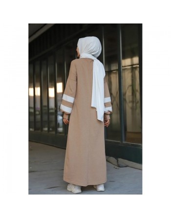 Robe longue style sport pour femme voilée (Robes hijab pas cher pour femmes) - Couleur Beige foncé 