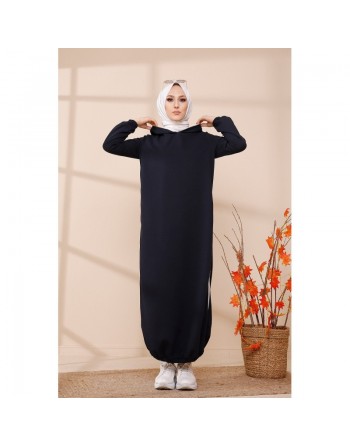 Tunique longue sport (vêtement moderne pour femme voilée) - Couleur bleu nuit 