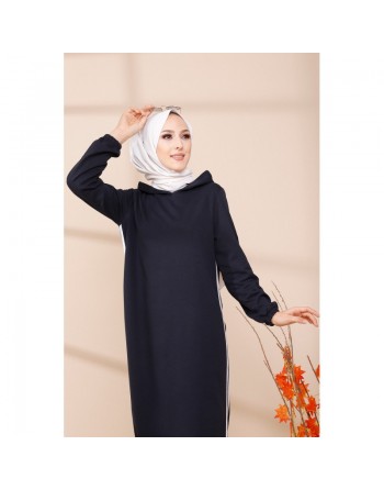 Tunique longue sport (vêtement moderne pour femme voilée) - Couleur bleu nuit 