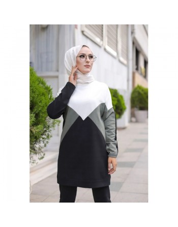 Ensemble de sport deux pièces (Pantalon jogger et Tunique) pour femme voilée - Survêtement à 3 couleurs : kaki, noir et... 