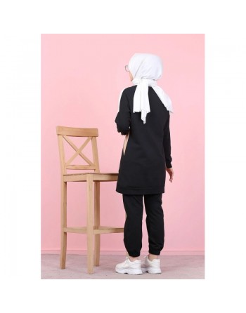 Tenue décontractée deux pièces (Pantalon jogging et Tunique) pour femme voilée - Ensemble sportswear à 3 couleurs :... 