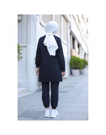 Tenue décontractée deux pièces (Pantalon et Tunique) pour femme voilée - Vetement à 3 couleurs : noir, rouge et blanc 