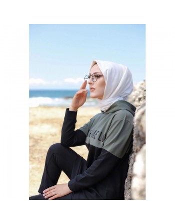 Survêtement hijab sport à capuche pour femme musulmane - Ensemble 2 pièces Sportswear - Couleur noir et kaki 