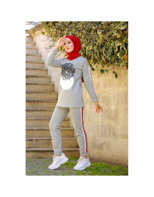 Ensemble décontracté et sport (Tenue de sport femme voilée) - Couleur Gris clair Ensemble décontracté et sport (Tenue de sport femme voilée) - Couleur Gris clair