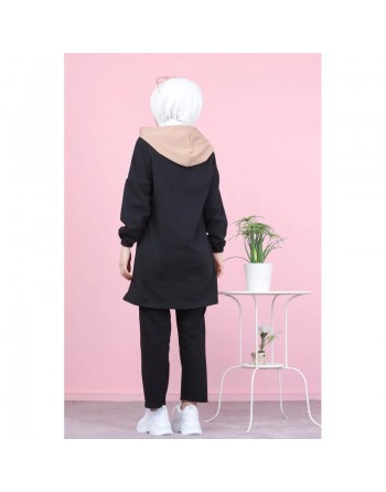 Ensemble décontracté tricolore à capuche pour femme musulmane (Survêtement Hijab Sport - Grande taille disponible) -... 