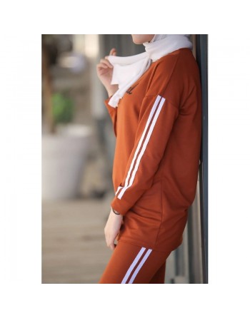 Survêtement "original" 2 pièces (Tenues de Sport adapté aux femmes voilées) - Couleur brique 