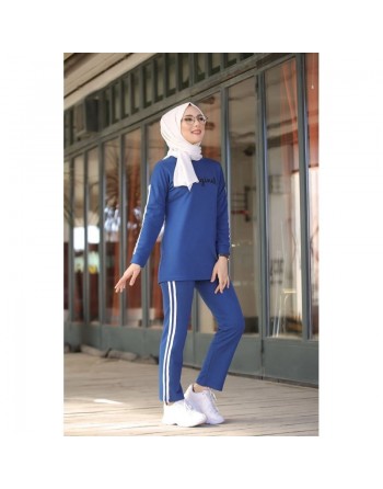 Survêtement "original" 2 pièces (Ensembles Hijab Sport pour femmes musulmanes) - Couleur bleu indigo 