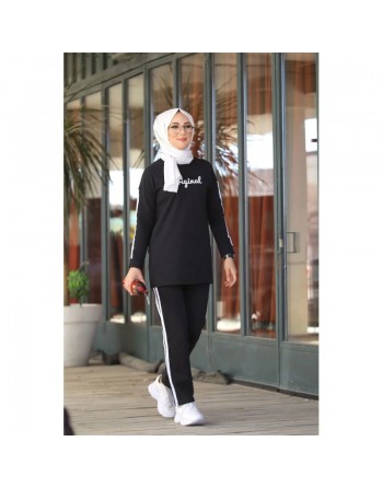 Survêtement "original" 2 pièces (Hijab Sport pour femme musulmane) - Couleur noir 