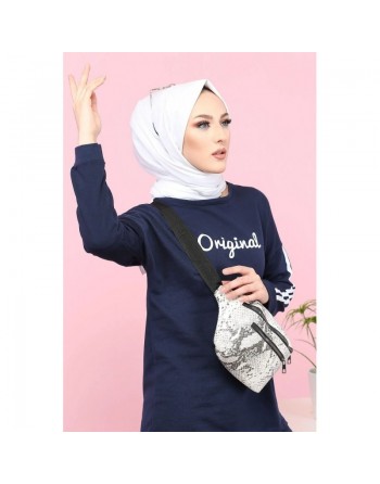 Survêtement "original" 2 pièces : Sweat et son pantalon assorti (Hijab Sport Modest Fashion) - Couleur bleu marine 