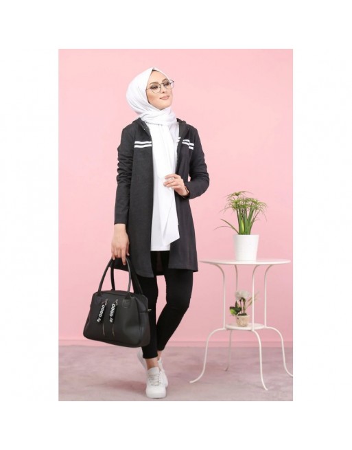 Tunique veste zippée Sportswear pour femme (Hijab Sport) - Couleur gris foncé (Anthracite) Tunique veste zippée Sportswear pour femme (Hijab Sport) - Couleur gris foncé (Anthracite)