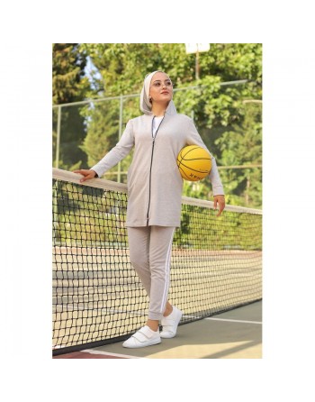 Ensemble Survêtement Veste et pantalon (Tenue de sport pour femme) - Couleur Gris très clair 