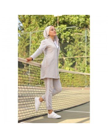 Ensemble Survêtement Veste et pantalon (Tenue de sport pour femme) - Couleur Gris très clair 