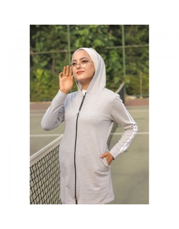 Ensemble Survêtement Veste et pantalon (Tenue de sport pour femme) - Couleur Gris très clair 