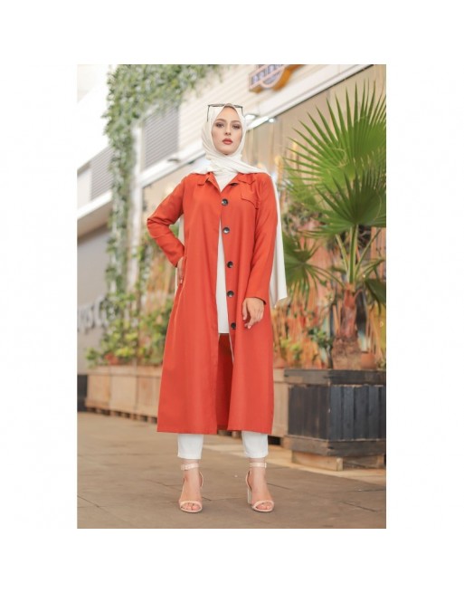 Trench - Veste longue (Manteau léger pour femme voilée) - Couleur brique Trench - Veste longue (Manteau léger pour femme voilée) - Couleur brique