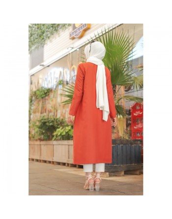 Trench - Veste longue (Manteau léger pour femme voilée) - Couleur brique 