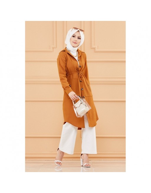 Tunique Veste style saharienne (Boutique mode musulmane) - Couleur tabac Tunique Veste style saharienne (Boutique mode musulmane) - Couleur tabac