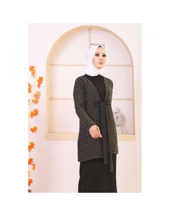 Veste avec ceinture (Vetement Hijab - Boutique en ligne France) - Couleur kaki 