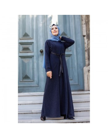 Robe longue avec gilet intégré - Couleur bleu marine 