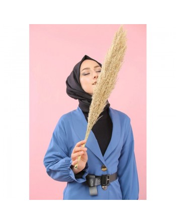 Veste longue classique boutonnée élégante (Vêtement pour femme voilée) - Couleur bleu indigo 
